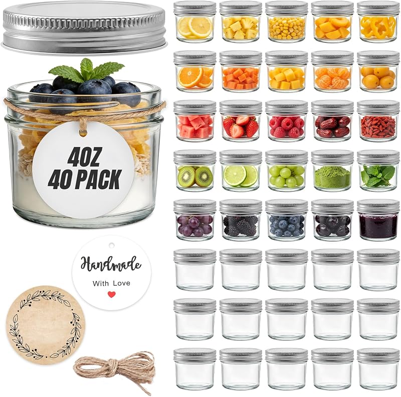 PureRoot Conjunto com 40 mini frascos de vidro com tampas, 120 mL