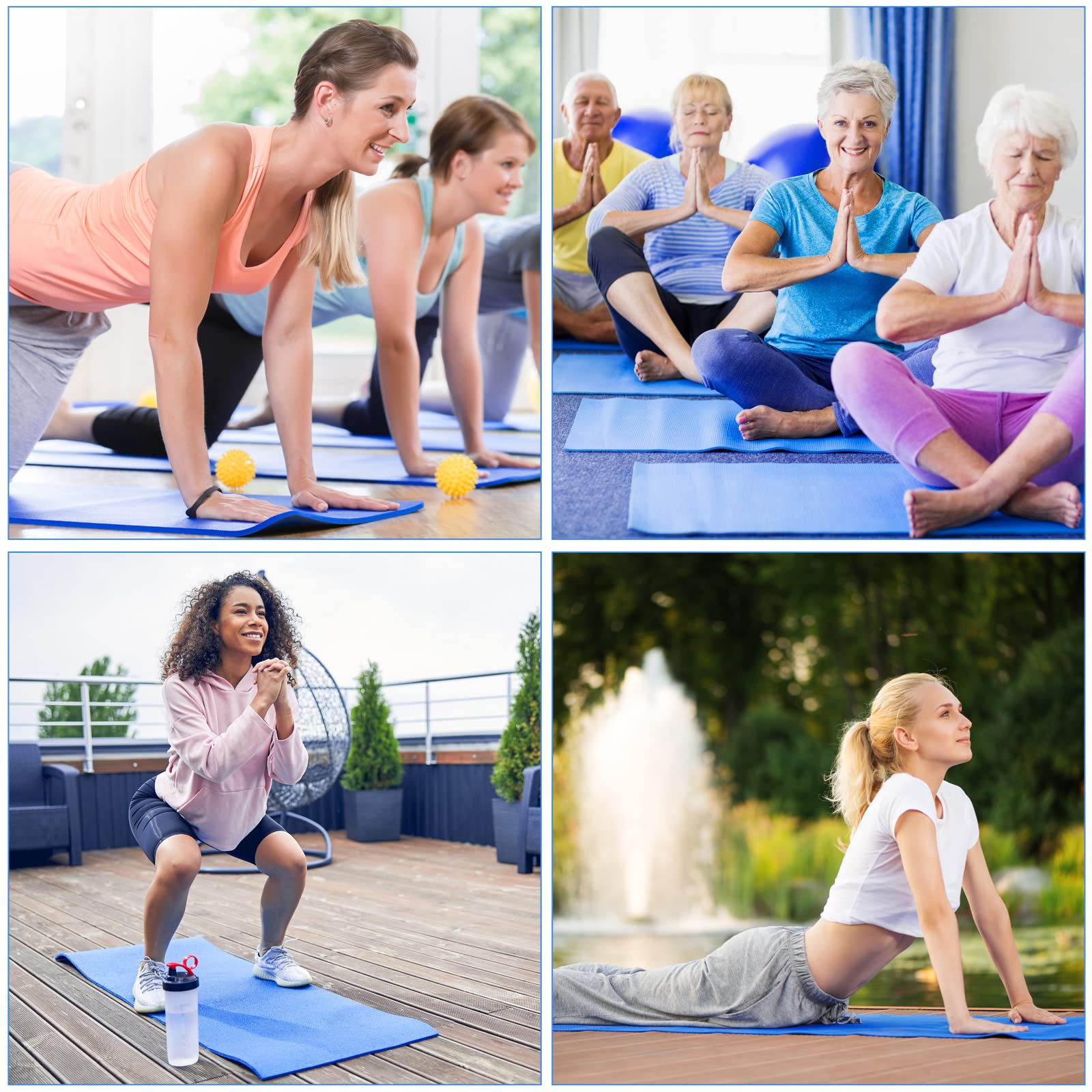 16 alfombrillas de yoga antideslizantes de 3 mm de grosor, para hombres y mujeres, gimnasio, fitness en casa (azul oscuro)