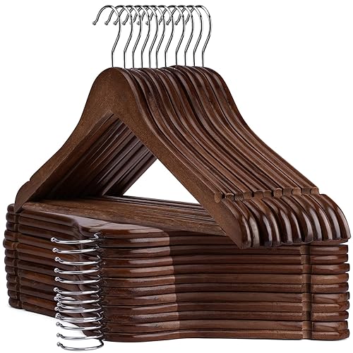 Wooden Hangers - 20 Pack - Clothes Hanger for Daily