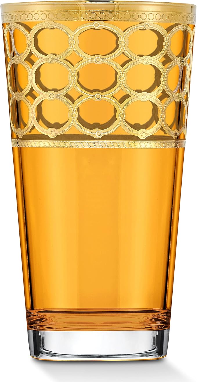 Set de 4 Vasos Altos Color Ámbar con Anillos Dorados Lorren Home Trends miniatura 4