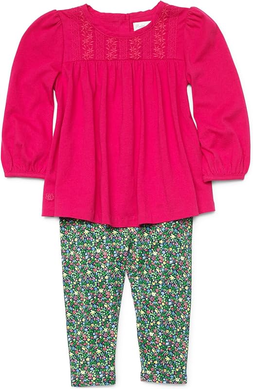 Conjunto de leggings florales y túnica bordada para niñas Polo (9 meses)