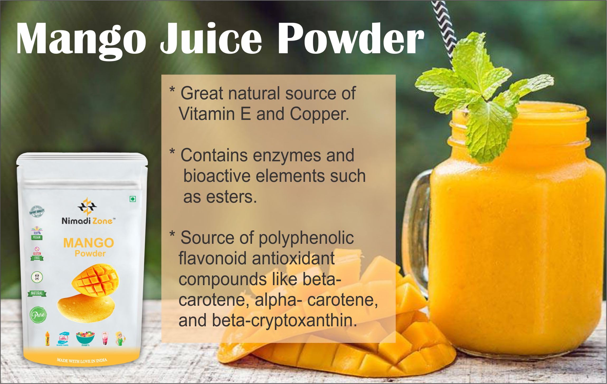 Nimadi Zone Mango Fruit Powder | Dry, No Added Sugars - 100 GM by Nimadi Zone 2