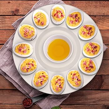 Amazon.com: Flexzion Deviled Egg Tray - Ceramic White