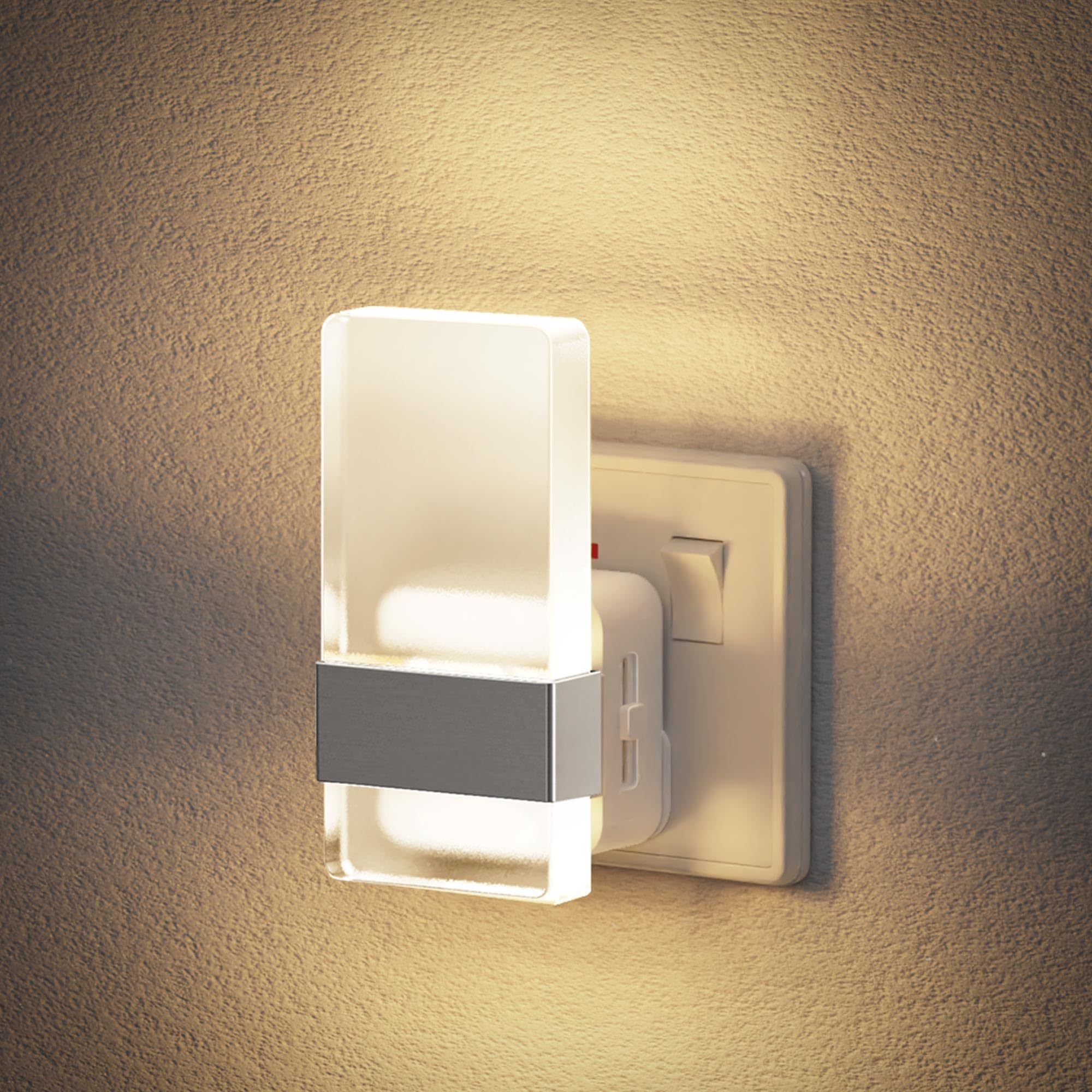 JandCase Night Light Plug in Wall, Dusk to Dawn Sensor, Adjustable Brightness 0-100LM, 3000K Warm White, 1W Low Energy