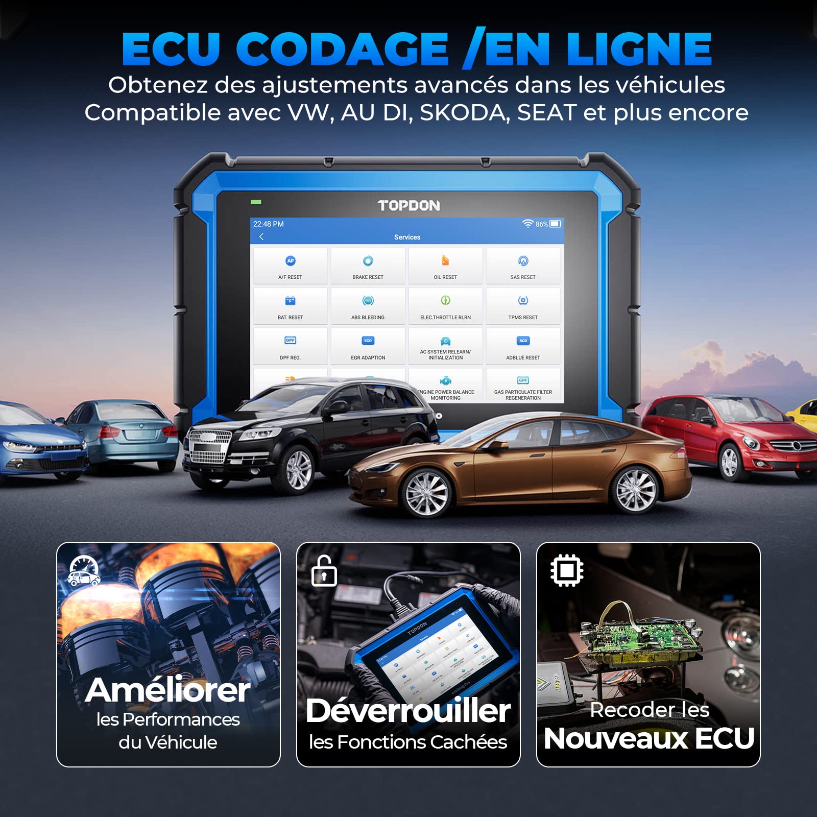 TOPDON ArtiDiag Pro V2.0 Bidirectionnel Valise Diagnostic Auto, Codage ECU