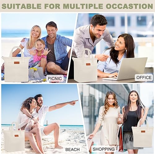 Miniatura 8 de KUBYA Lonchera para mujeres, hombres, adultos, simple, reutilizable, aislada, de gran capacidad, lindas bolsas de almacenamiento de alimentos para