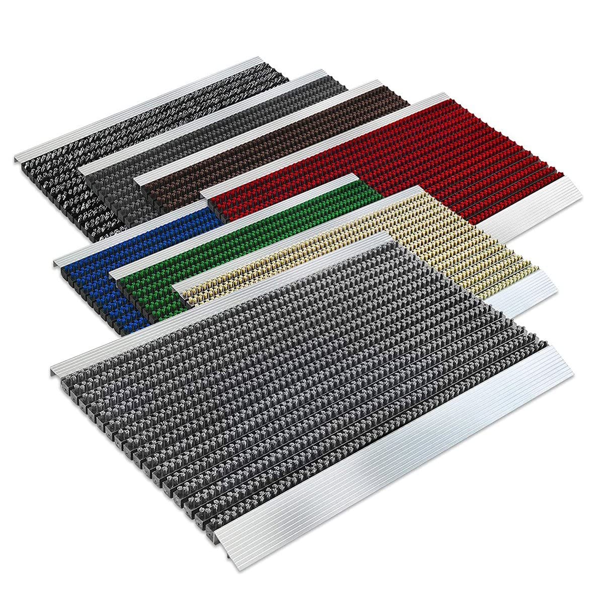 KARAT Fußabtreter für Innen & Außen - Fußmatte mit Hochleistungs-Bürsten - Eingangsmatte - Schmutzfangmatte Schuhabstreifer Türmatte (50 x 80 cm, Profi Brush - Grau)