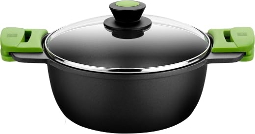 BRA PRIOR - Tall casserole dish with glass lid and silicon handles, 32 cm