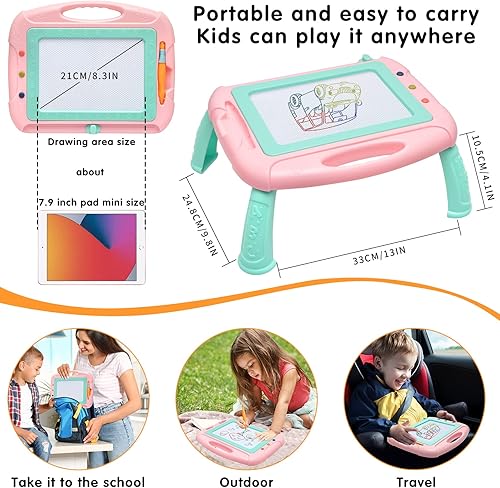 Miniatura 7 de Juguetes para niñas de 1 a 2 años, tablero de dibujo magnético para niñas y niños, tablero de garabatos borrable, juguetes para niños, regalos