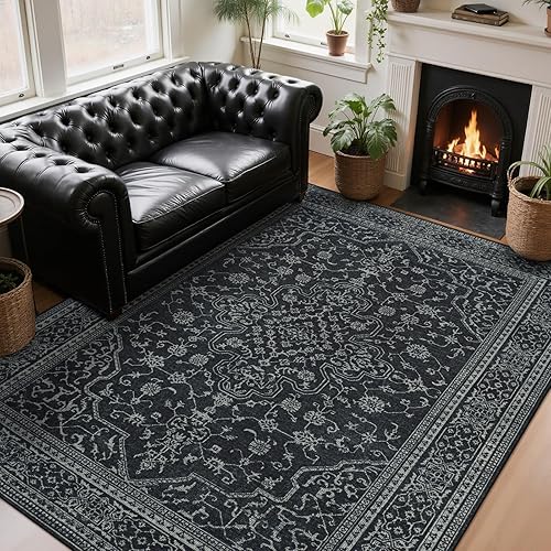 Alfombras lavables de 8 x 10 pies  Alfombras antideslizantes para sala de estar, comedor y dormitorio, alfombra suave y gruesa que no desprende pelo