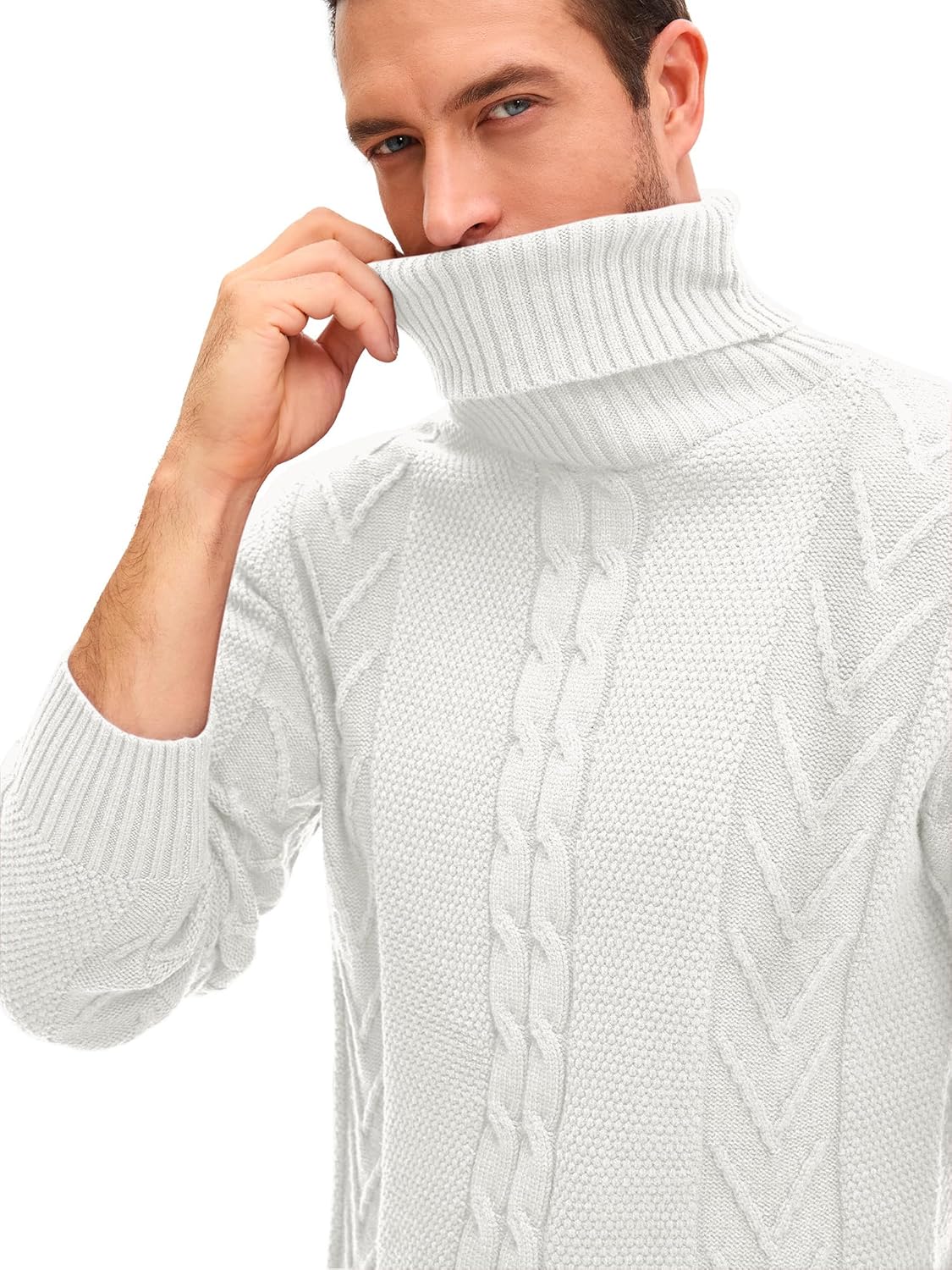 JEMLDL Men's Turtneck Pullover Sweaters Cable Knit Casual Pullover Sweater - Image 3