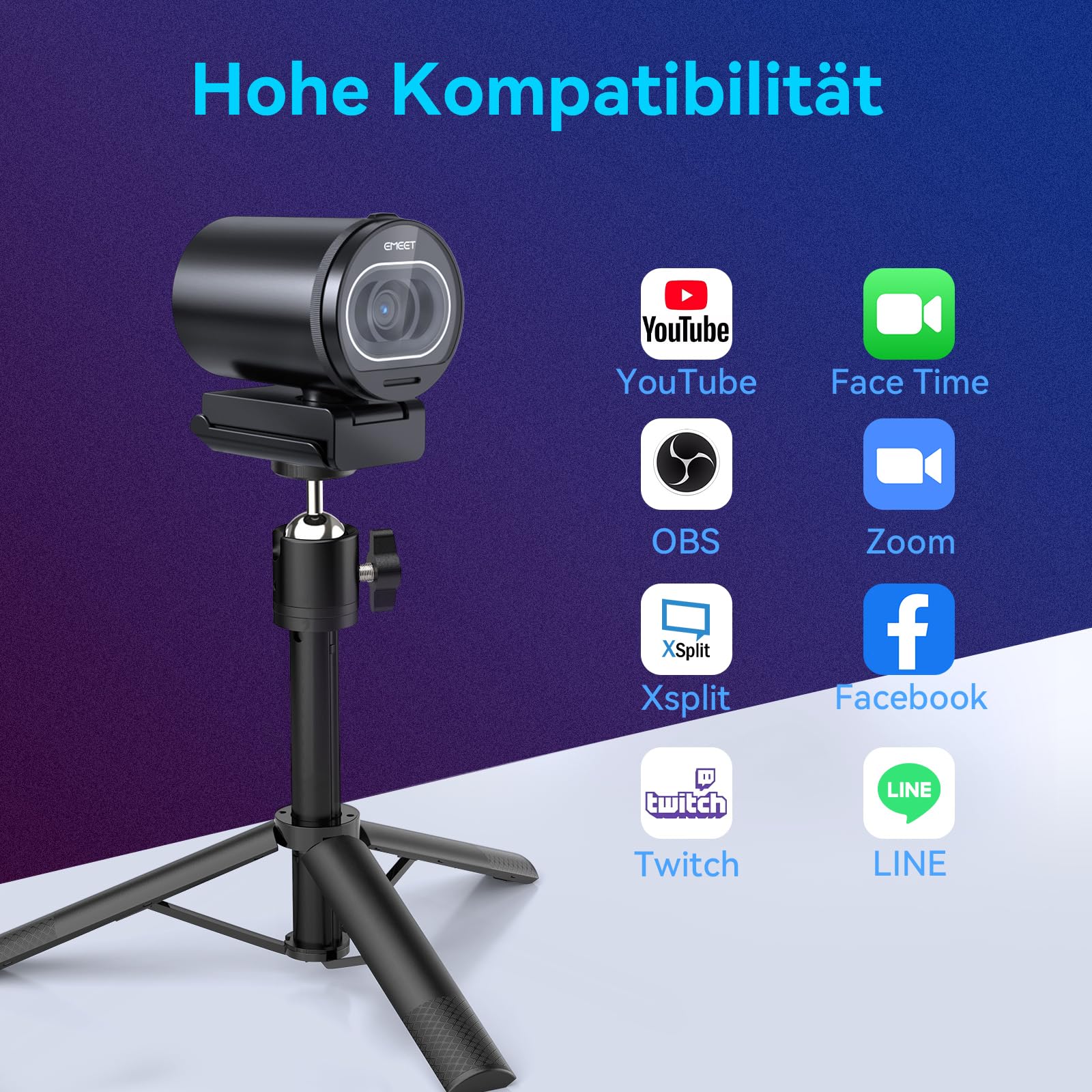 EMEET Webcam 4K S600, 1080P Webcam für PC mit Mikrofon, PDAF Autofokus, Lichtkorrektur, 73° Sichtfeld, Datenschutzabdeckung, Plug&Play, Web cam mit mikrofon für Zoom, Mac, Laptop, Teams, Konferenz