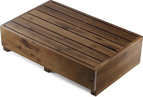 Miniatura 8 de TINAMO Taburete de Un Paso de 6.5 Pulgadas para Ancianos, Taburete Alto de Madera de Acacia para Cama - 550 Libras, Taburetes de Movilidad de Madera