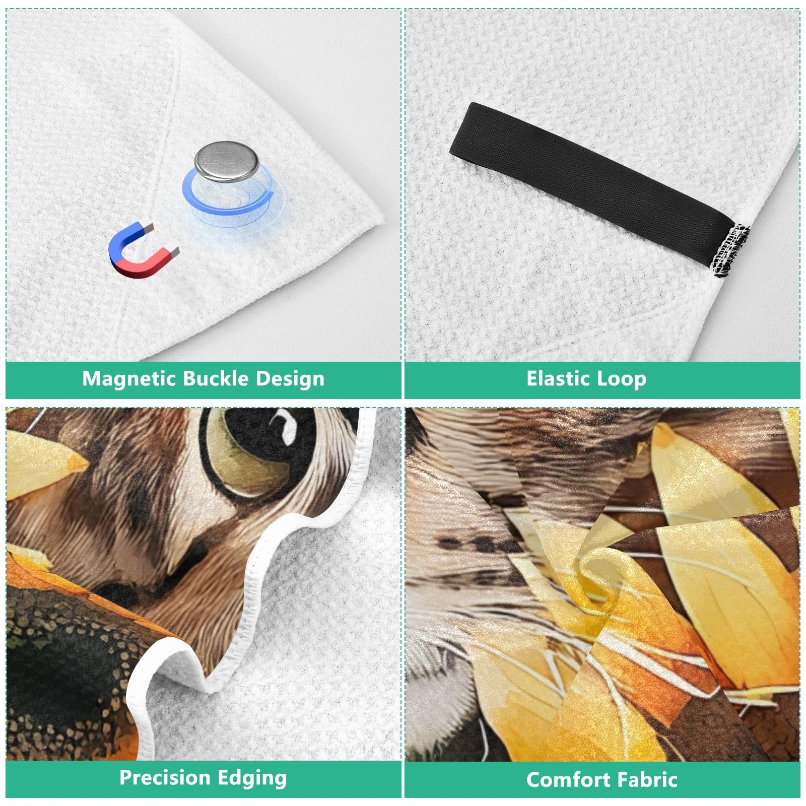 Grandes serviettes de plage avec sacs en maille pour adultes, serviette de bain chat tournesol avec fermeture magnétique, anti-sable, serviette à séchage rapide pour piscine, camping et voyage