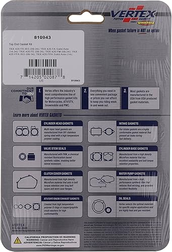 Vista 4 de Vertex 810943 - Juego de juntas de extremo superior compatible con/repuesto para Arctic Cat Can-Am Suzuki