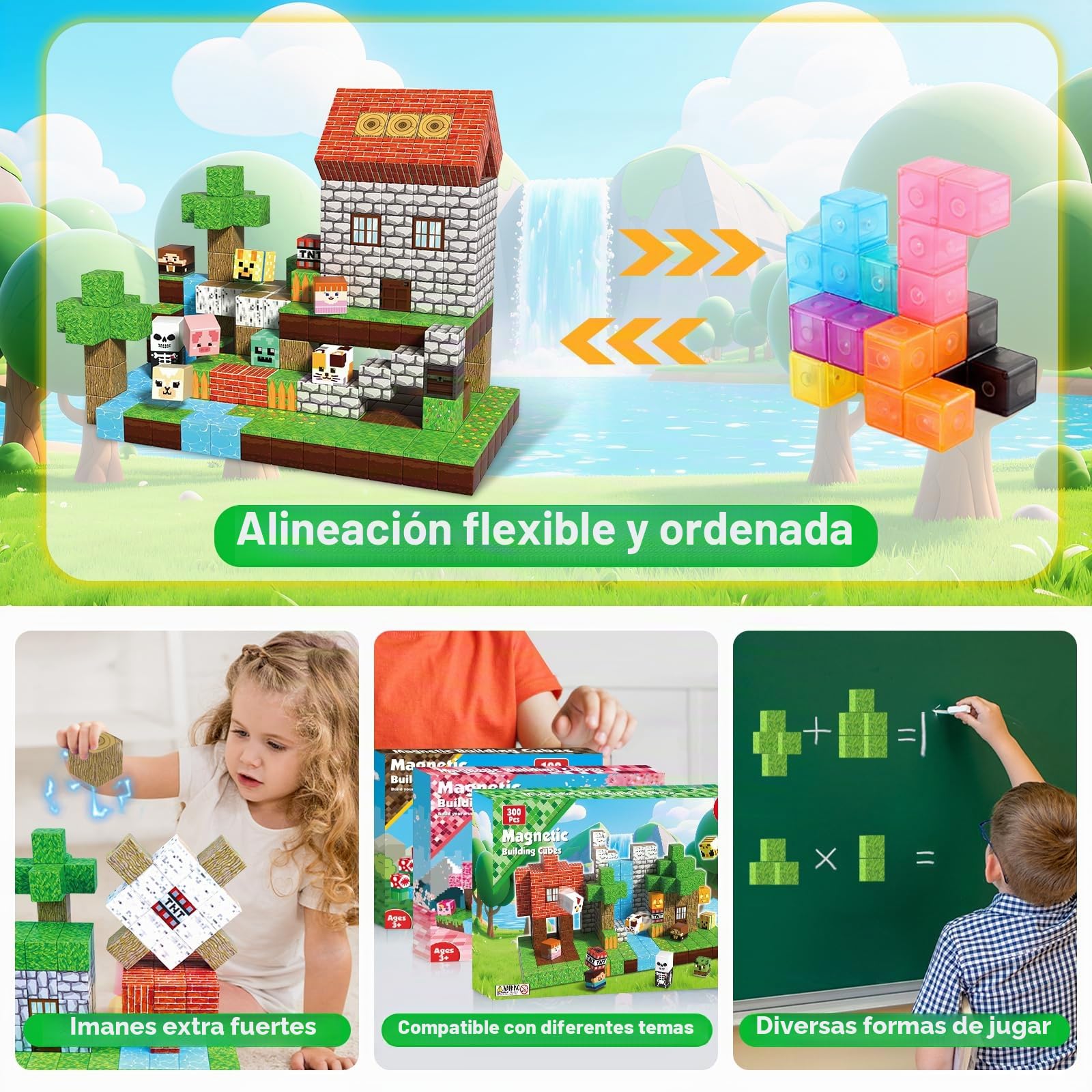 ToyUnited Bloques magnéticos con aventuras mágicas en el río: 300 piezas de bloques magnéticos – Construye tu propia caza del tesoro con figuras y paisajes creativos
