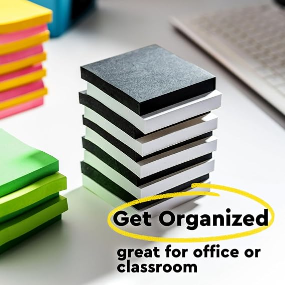 Post-it Super Sticky Notes, 5 Sticky Note Pads, 3 x 3 in., School Supplies, Office Products, for Vertical Surfaces, Monitors, Walls and Windows, First Snow White