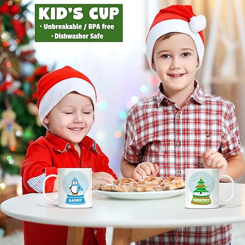 Miniatura 2 de Personalized Snow Globe Penguin Christmas Cup with Kids Name Unbreakable Child's Mug | Dishwasher Safe | BPA Free