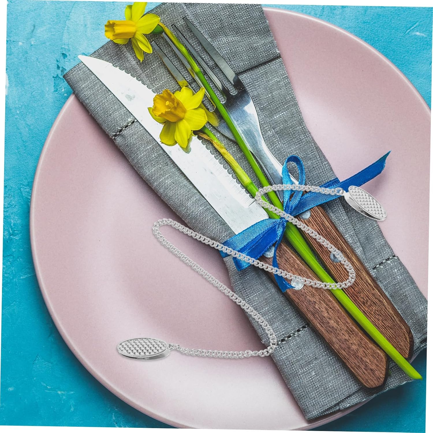 SHOWERORO 5pcs Zinc Alloy Napkin Clips Chain Napkin Holders for Home Restaurants and Picnics Practical Design for Easy Use for Dining and Clinics