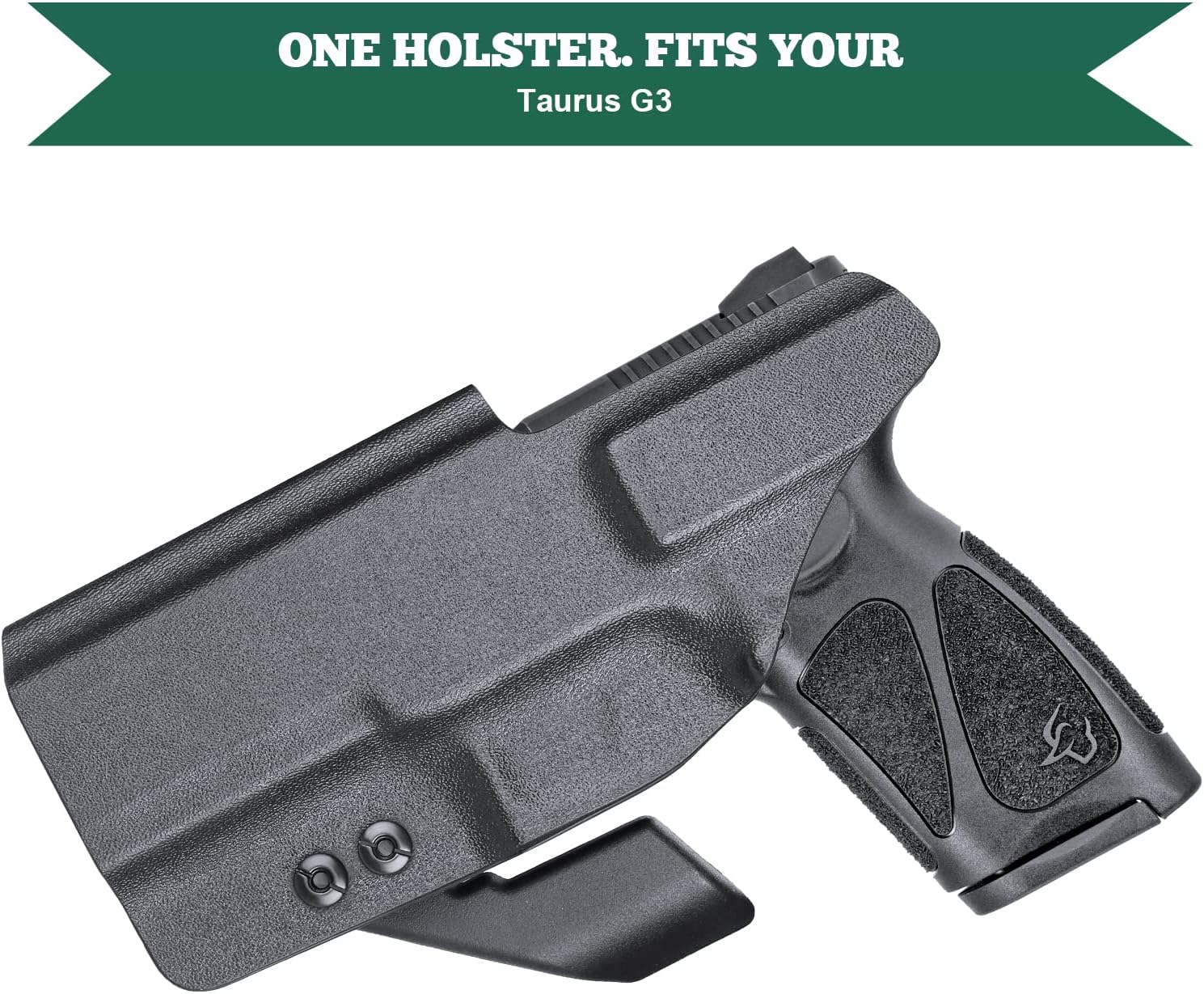 Taurus G3 Holster, IWB Kydex Holster Fits: Taurus G3 / G3 Toro / G3 Tactical Pistol - Not Fit G3X & G3XL, Inside Waistband Concealed Carry, Adj. Cant & 'Posi-Click' Retention, Right/Left Optional