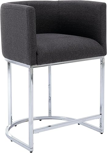 Juego de 1 taburetes de bar modernos, de lino, tapizados de 24 pulgadas, altura de encimera, taburetes de isla de cocina, sillas de bar con marco de