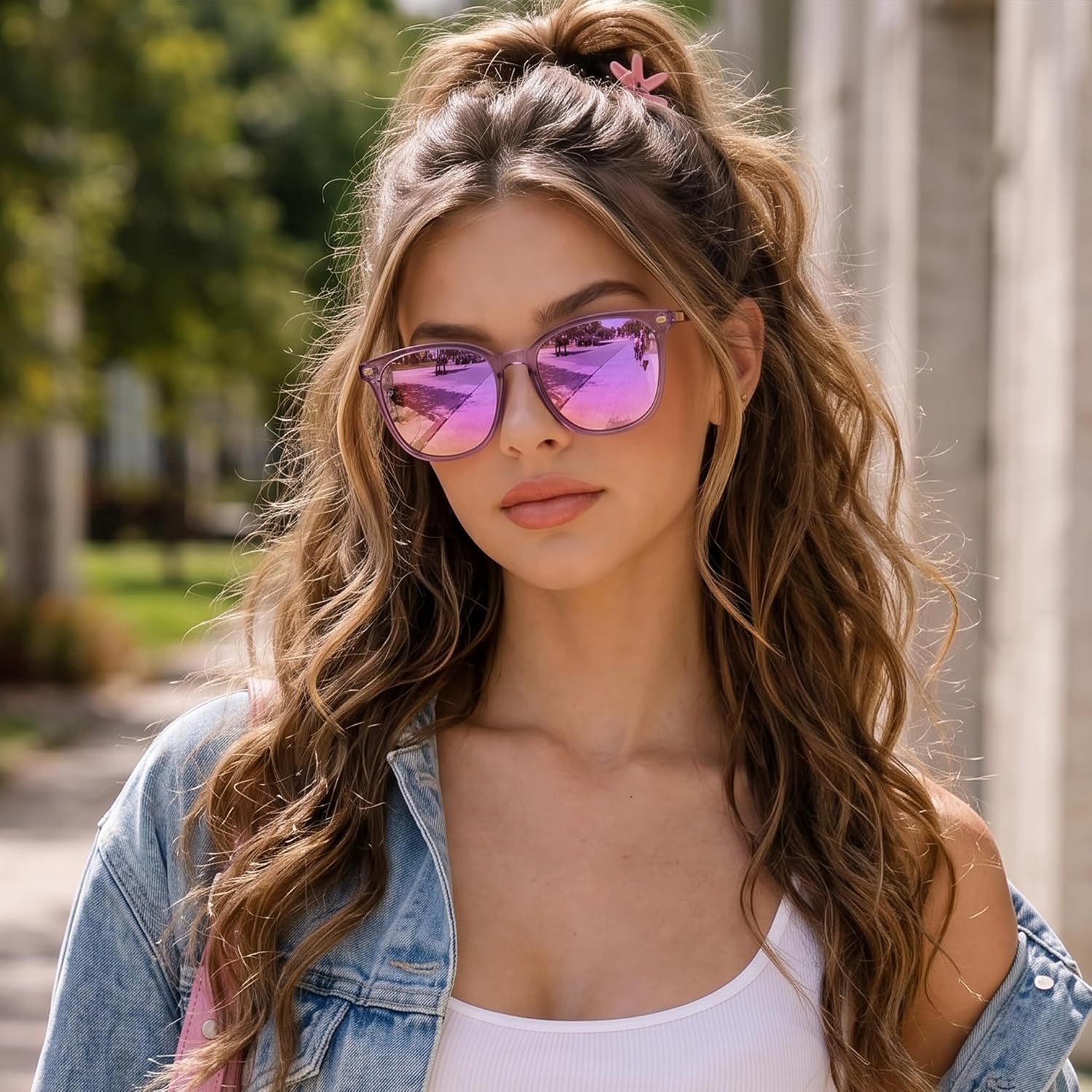 Chicid Oversized Cat Eye Polarized Sunglasses for Women, Mirrored UV400 Sun Glasses for Beach & Driving