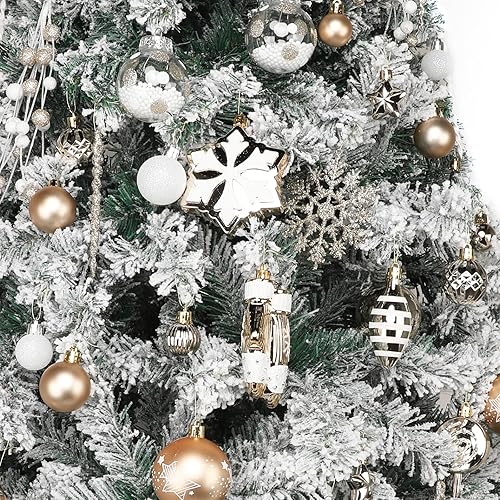 Miniatura 4 de 131 adornos de bola de Navidad, color champán, de NEVSETPO grande, inastillables, para árbol de Navidad, adornos de Grinch, brillantes, mate, con