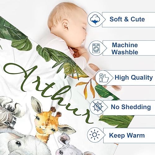 Miniatura 3 de J&SBGFT Manta personalizada con el nombre del bebé para niños, manta de recepción personalizada para bebé, decoración para cochecito y cuna, manta