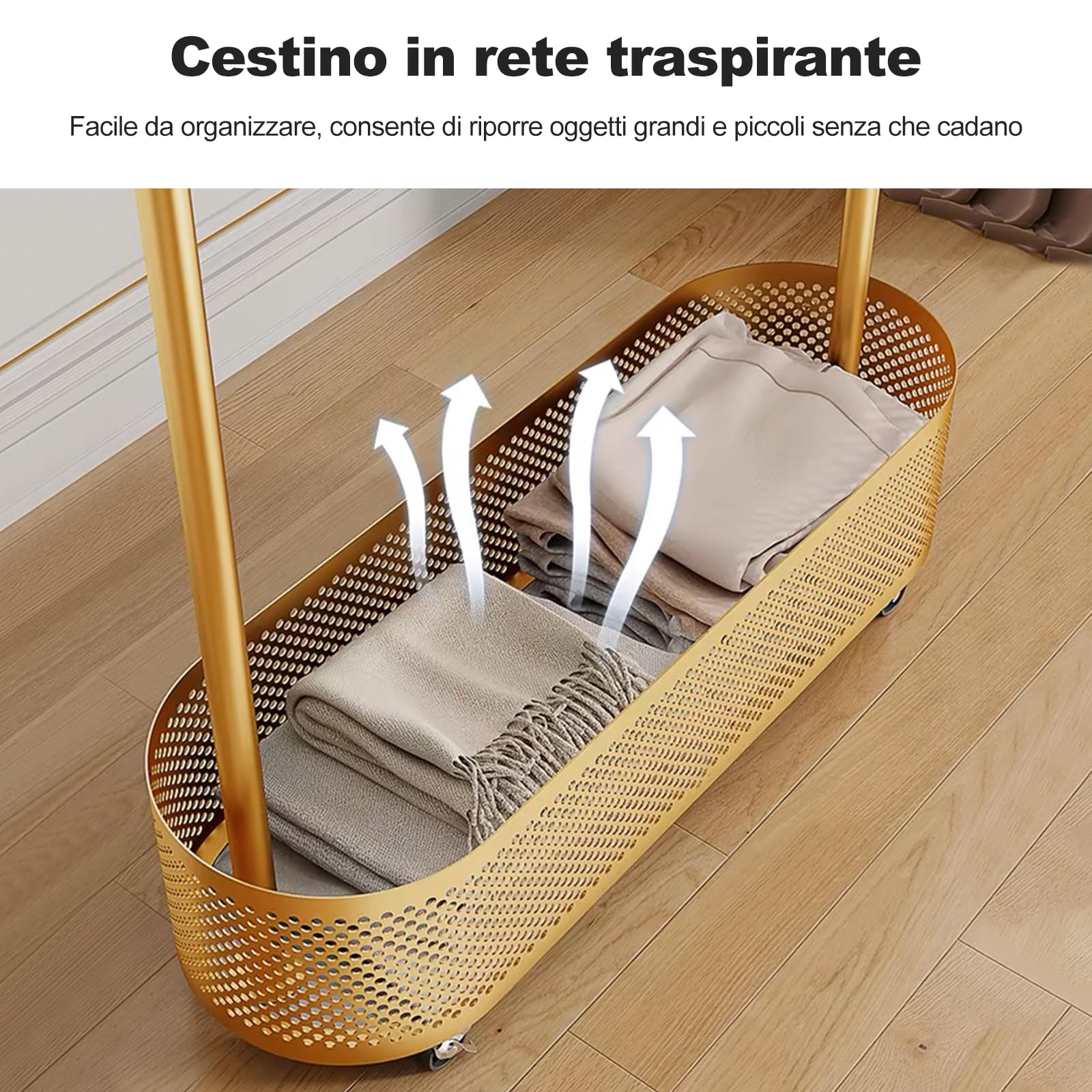 Ergocar Supporto Per Cappotto,Una Griglia Con Cappello Con Un Cesto, Design Multinimale. Può Muoversi Stabile a 360 °, Adatto Per Il Posizionamento a Letto, Soggiorno e Portico