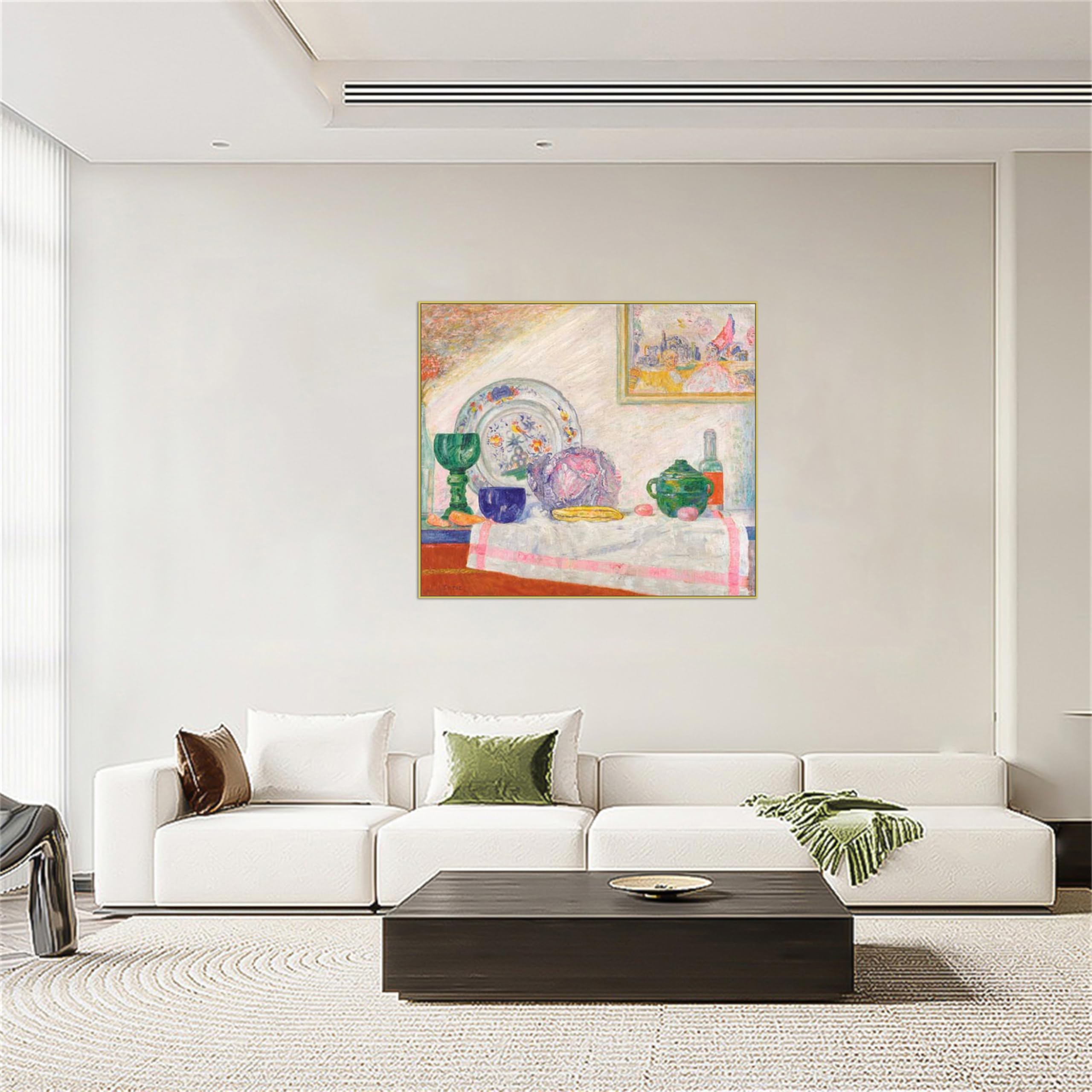 OZPWBVY Leinwandbilder Berühmte Gemälde Reproduktion-Goldrahmen Wandbilder für Wohnzimmer-Stillleben mit Rotkohl-Poster und Drucke 80x90cm31x35in