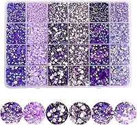 Vista 12 de 22800 diamantes de imitación de parte trasera plana de varios tamaños, diamantes de imitación de resina brillante YAEISM con parte trasera plana, 6