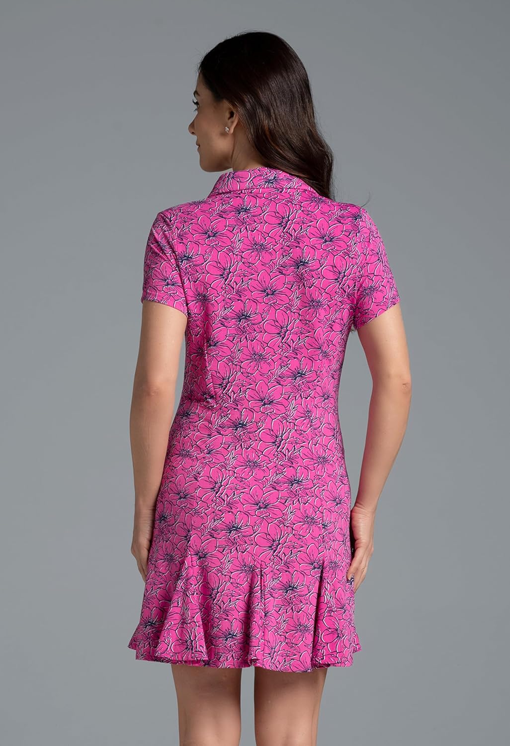 IBKUL Athleisure Wear Sun Protective UPF 50+ Icefil Cooling Diana Print Short Sleeve Godet Dress - 69930 - Image 2