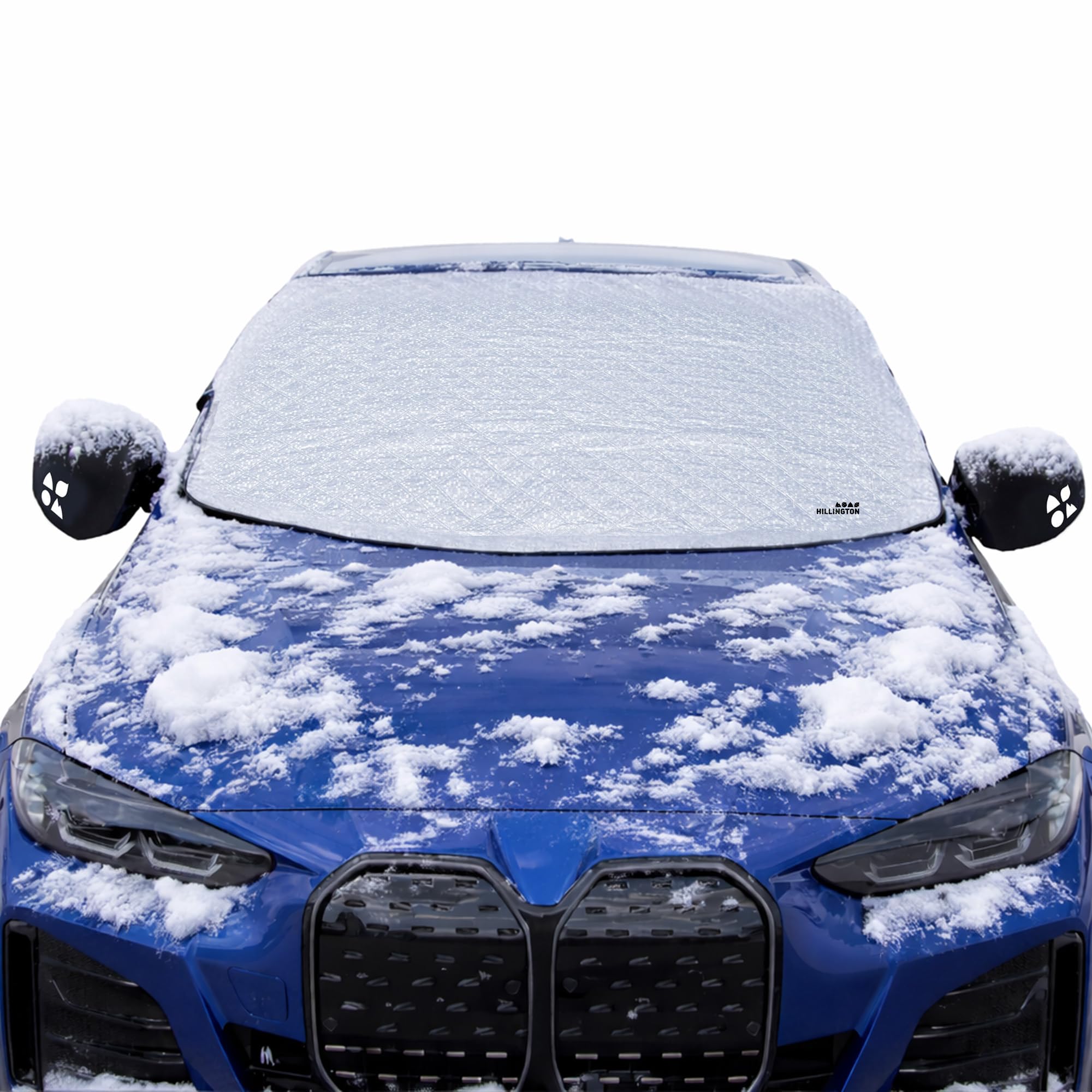 Hillington Premium Reversible Car Windscreen Cover for Winter – Windshield Cover for Ice, Snow & Frost with Aluminium Sun Protector, Anti-Frost Shield - Winter Car Cover with Wing Mirror Hooks