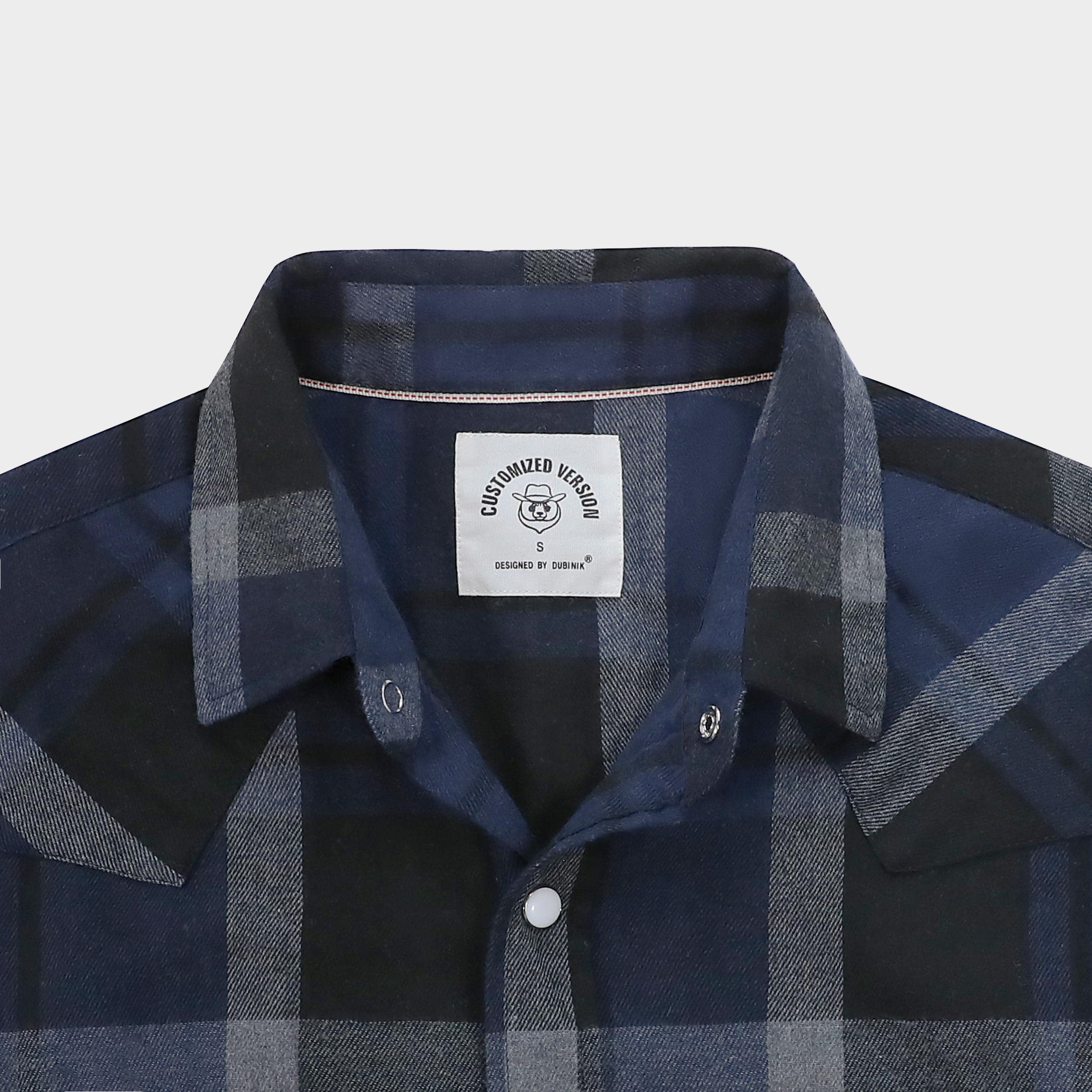 Dubinik® Camicia Flanella Uomo Invernale Camicia Uomo Flanella Cotone Western Cowboy con Bottone Automatico Vintage Quadri