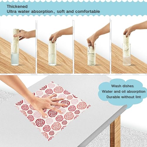 Miniatura 3 de linqin Abstract Red Roses Set of 6 Quick Dry Microfiber Dish Towels Decor Soft Car Cleaning Cloth Reusable for Bathroom Table