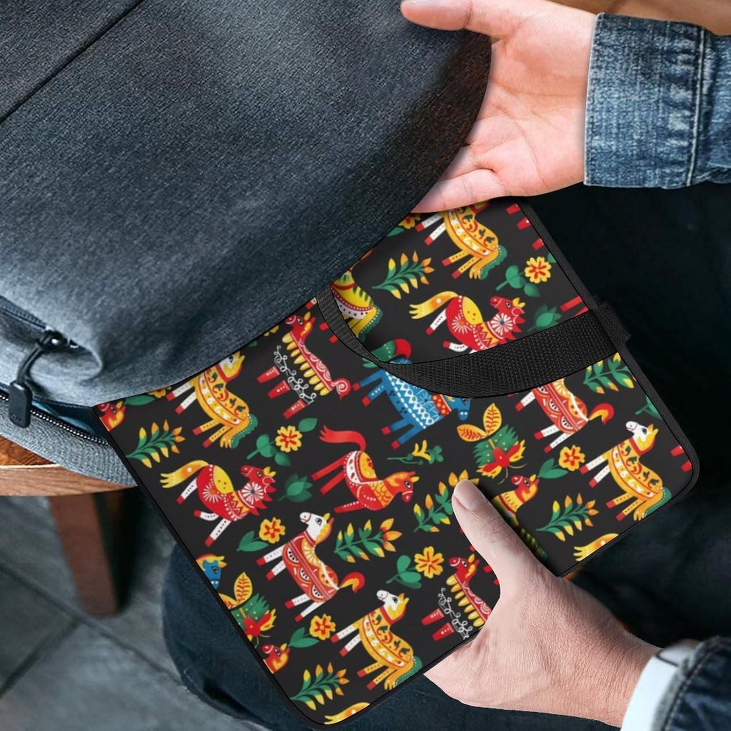 Swedish Dala Horse Folk Pattern Laptop Bag Print Computer Sleeve Case Protector Briefcase Totes for Women Men