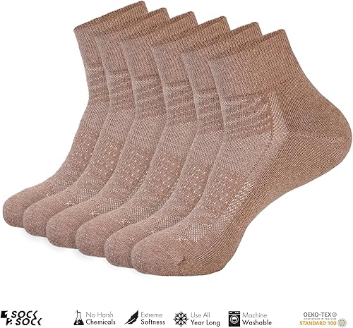 Miniatura 2 de 1SOCK2SOCK Paquete de 6 calcetines deportivos de algodón para hombres y mujeres, de algodón, corte bajo, calcetines para correr