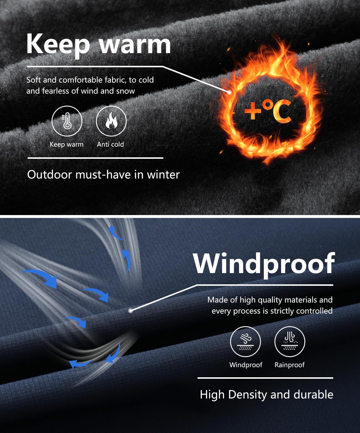 Men's Waterproof Winter Ski Jacket - Waterproof Fleece Lined Hooded Windproof Winter Snowboard Jacket - Image 4