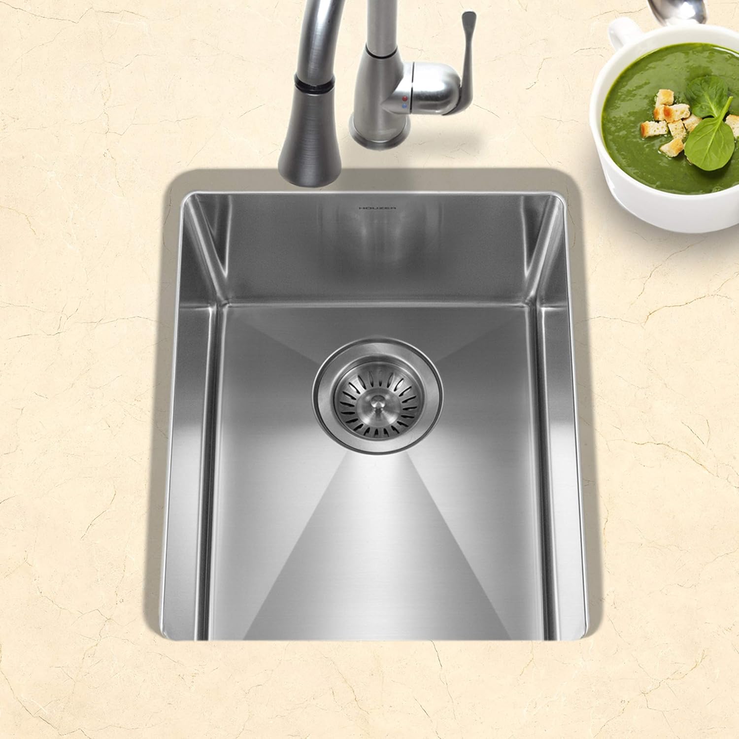 Weekly Top Sale Houzer CNB-1200 Savoir Series 10mm Radius Undermount Prep Bowl Kitchen Sink, Stainless Steel Up To 40% OFF Houzer CNB-1200 Savoir Series 10mm Radius Undermount Prep Bowl Kitchen Sink, Stainless Steel