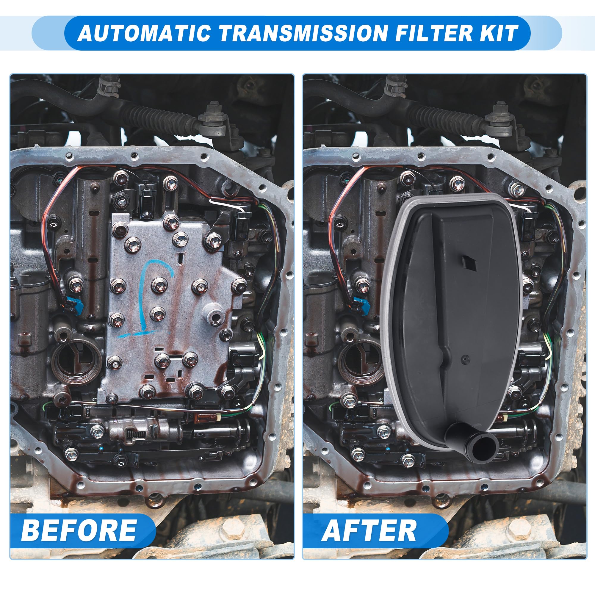 QUARKZMAN Kit De Conector Y Filtro Para Mercedes-Benz 722.6-1 Juego | Color Negro/Plateado, Material Metal/Caucho, Nro Oe 1402770095, Para Chrysler 300 12-14, Para Dodge Charger 06-20