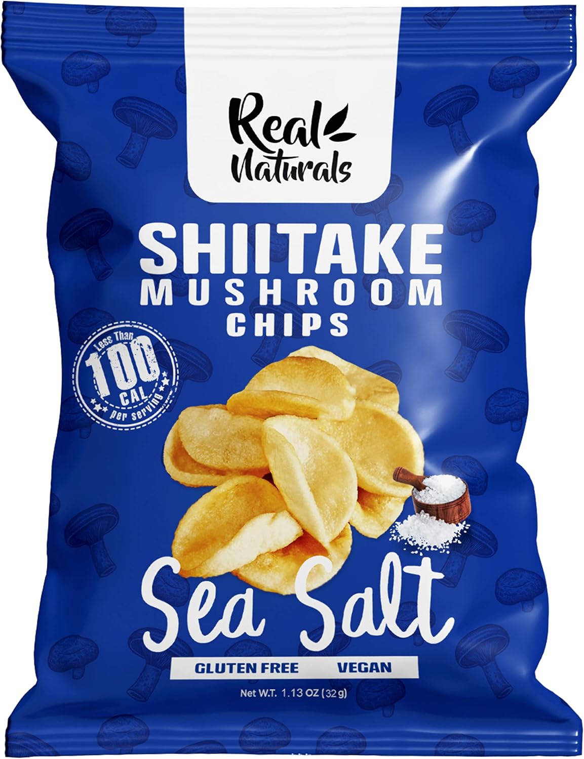 Real Naturals Shiitake Mushroom Chips, Sea Salt, Non GMO, Low Calorie