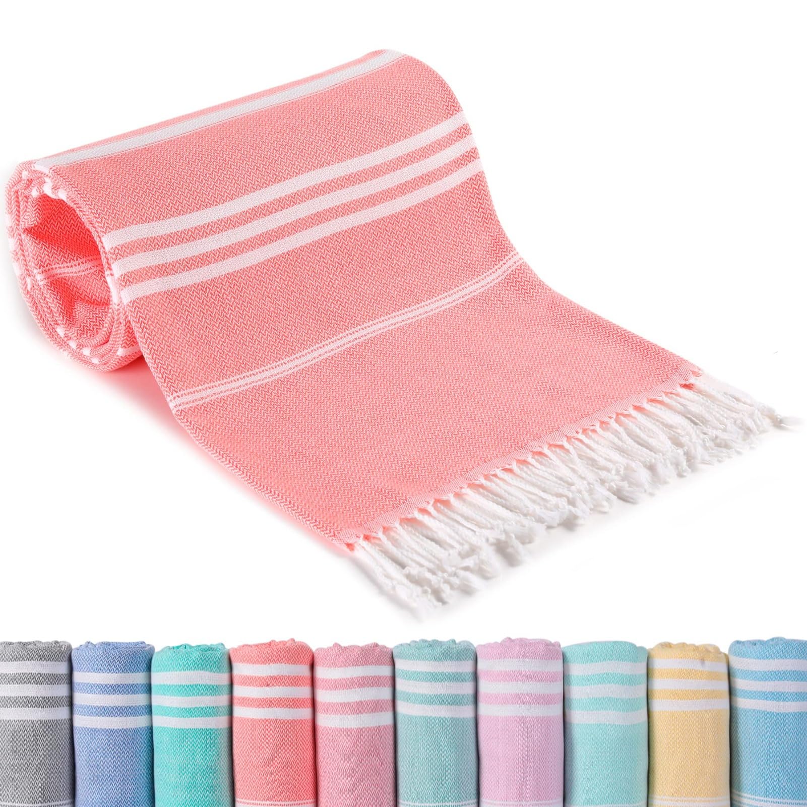 PsaltryCom Turkish Beach Towel Soft Lightweight Quick Dry Sand Free Bath Towel with Tassels for Beach Pool Travel Spa Yoga Camping (K,180x100cm)