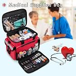 CURMIO First Aid Sac de trousse vide, Sac de fournitures médicales, Tout-Publié pour les urgences avec séparateurs amovibles pour les infirmières, les médecins, les thérapeutes physiques, ne comprend pas les accessoires, rouge