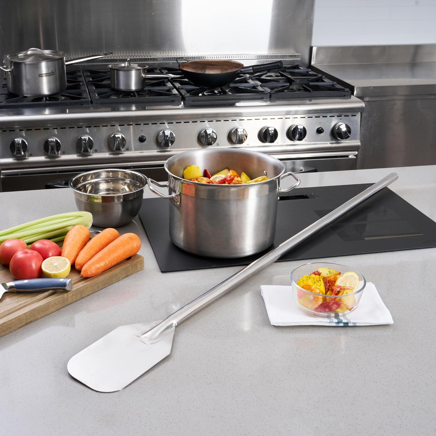 Restaurantware 48 Inch Stainless Steel Mixing Paddle - 24 Count - Met Lux Stir Paddle, One-Piece Stainless Steel, Long Design - Dishwashable Cooking Tool For Mixing and Stirring Batters, Soups, Stews