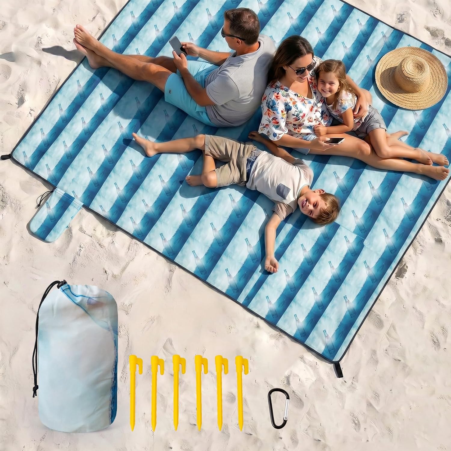 OIGAE Beach Blanket Waterproof Sandproof Oversized Beach Mat