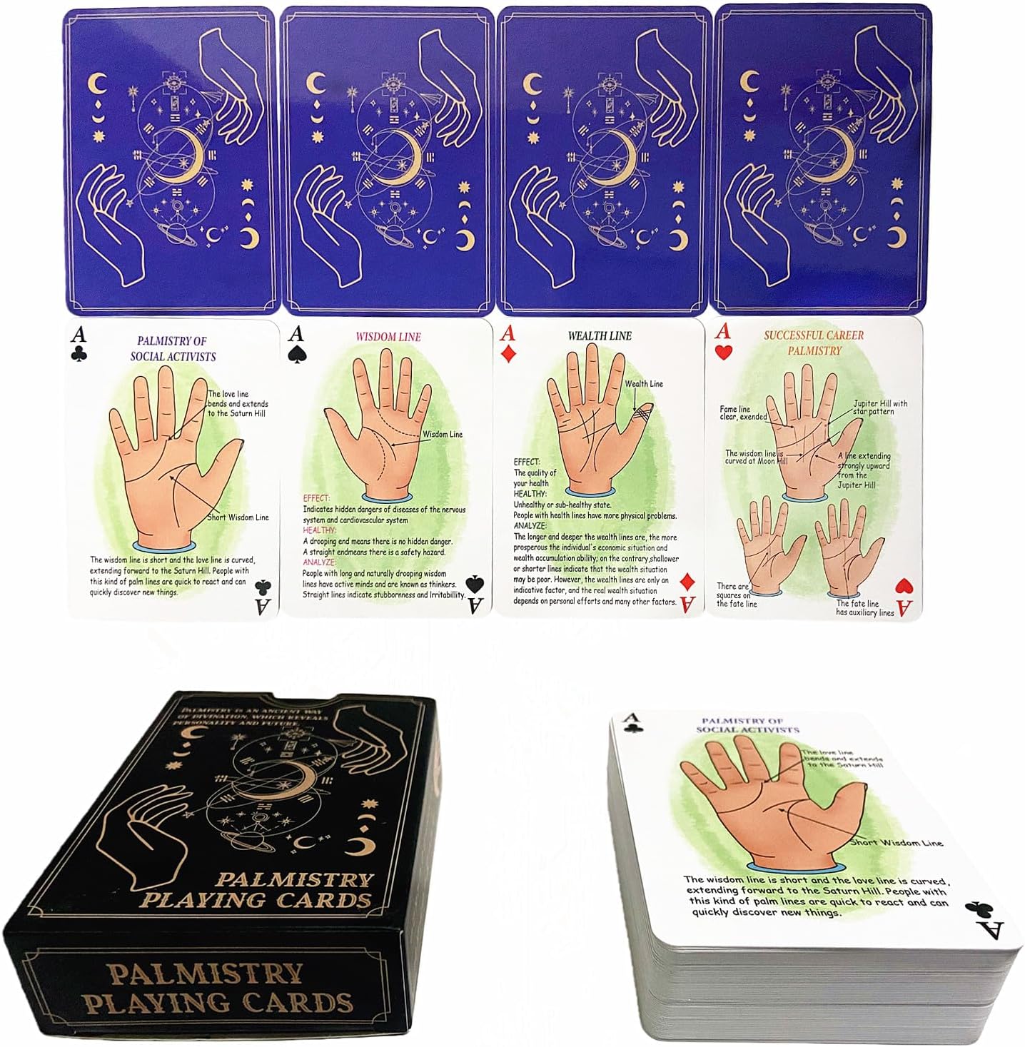 SANTSUN Palmistry Fortune Telling Cards, Tarot Cards for Beginners and Fun Playing Card, Mystic Gift Idea Tarot Playing Cards with Meanings on Them, Revealing The Fortune Secrets Hidden in Your Hand