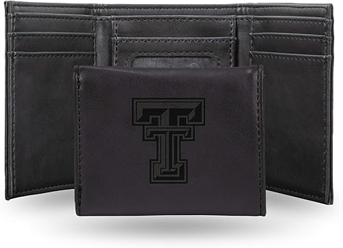 Vista 257 de Rico Industries NCAA - Cartera triple grabada con láser y tres pliegues grabada con láser, accesorio para hombre Negro