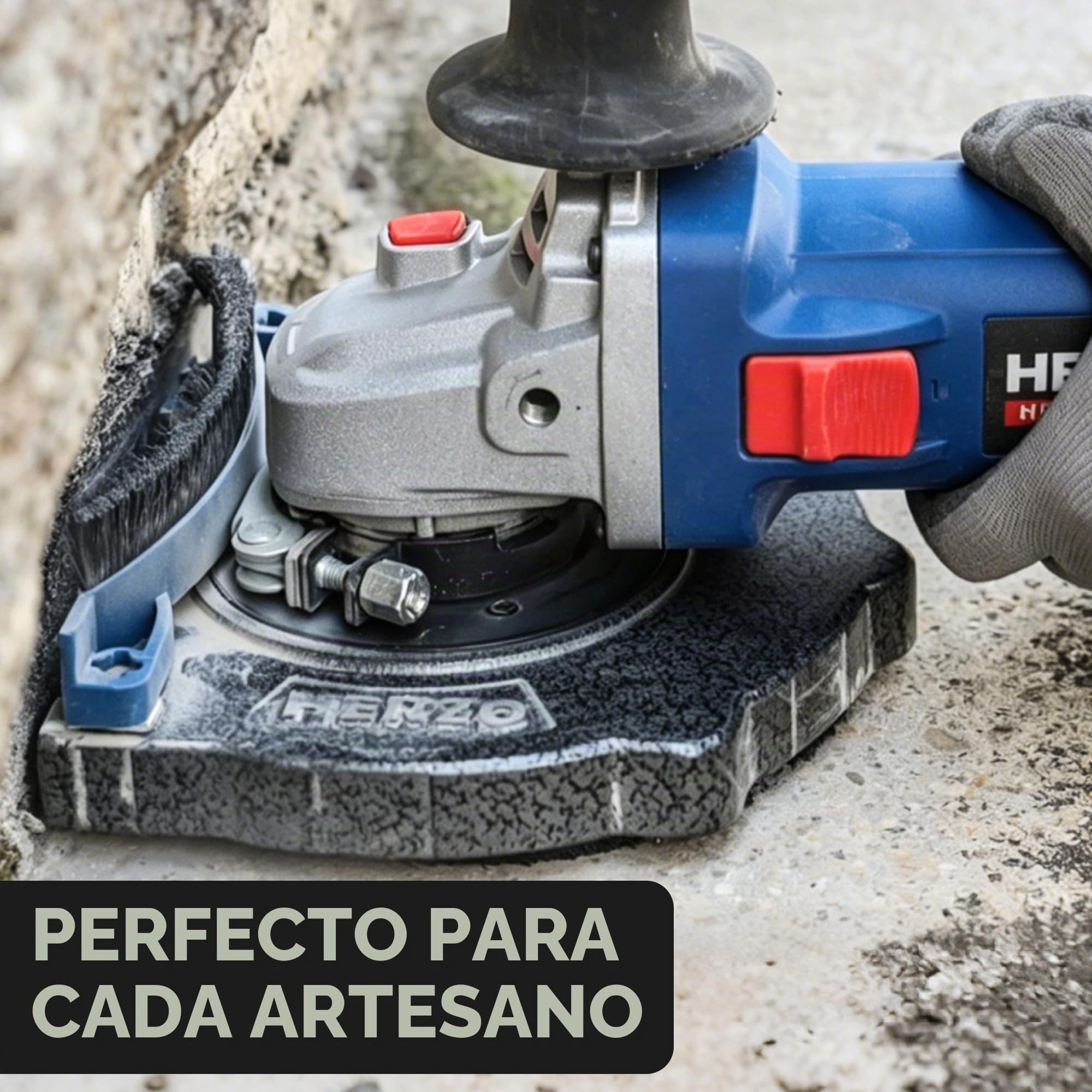 HERZO Cubierta universal para amoladora angular 115/125mm,juego de cubierta de extracción con disco de diamante de 125 mm - construcción de aluminio robusta