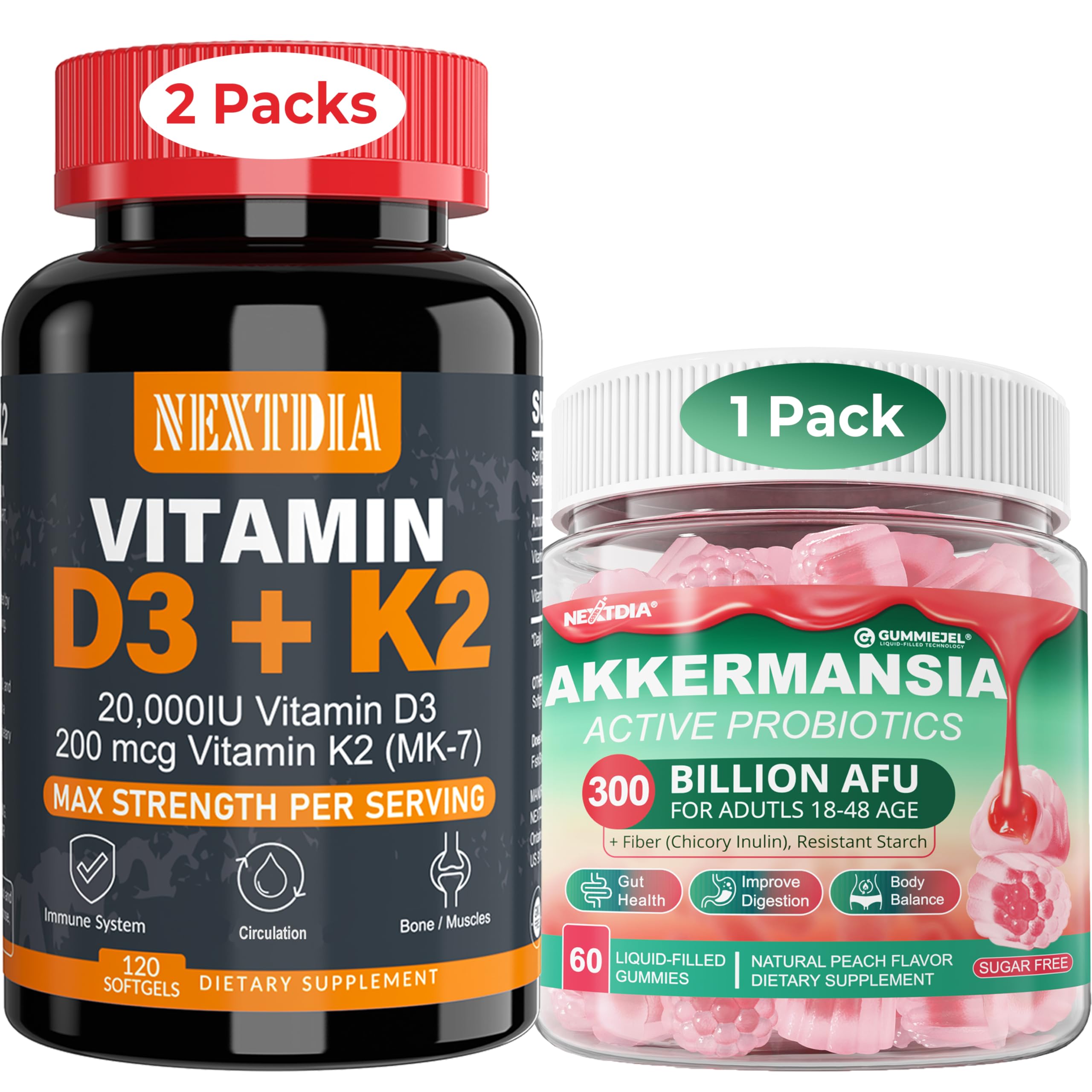 vitamin 2点 Amazon.com: Nextdia Vitamin D3 20,000 IU + K2(MK7) 200mcg Softgels