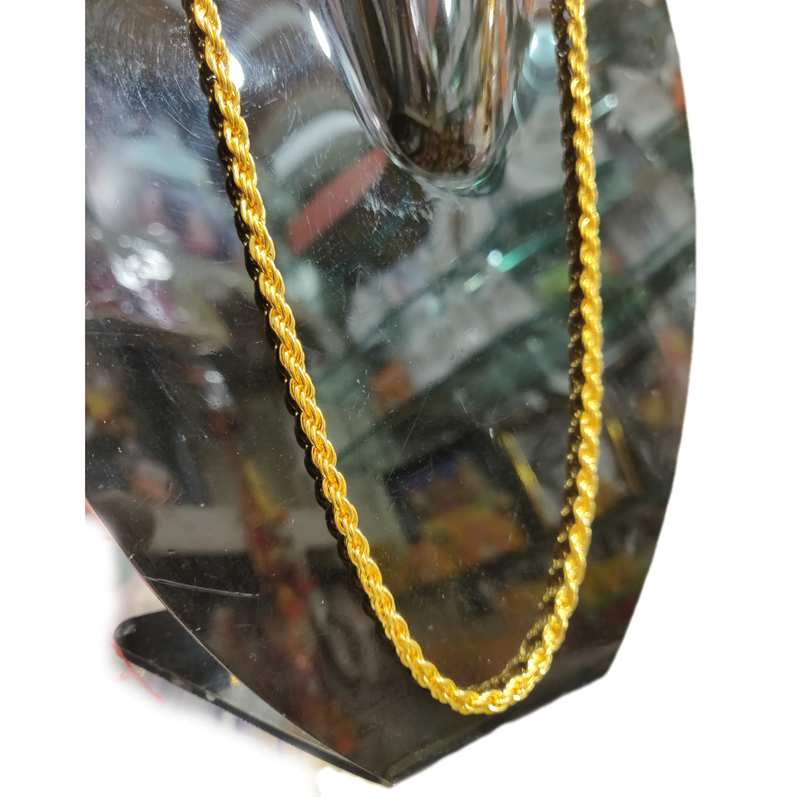Fashion jewellery Platinum Stainless Steel Spiga/Wheat Chains Neck Chain Necklace for Men Boys Boyfriend gents man women girls stylish Pack of 1-image-41